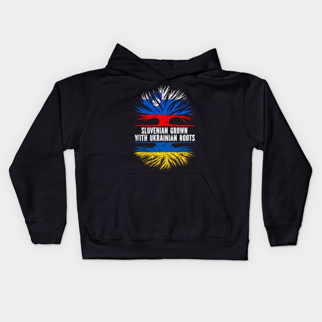 Slovenian Grown with Ukrainian Roots Flag Kids Hoodie by silvercoin